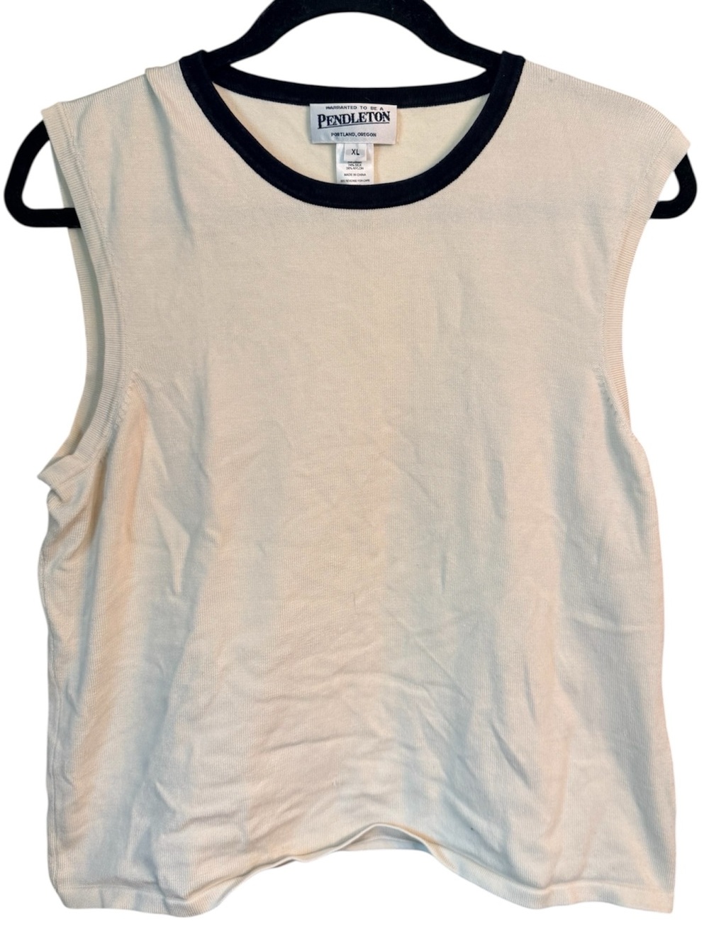 Pendleton Cream and Black Silk Blend Tank Top, size XL